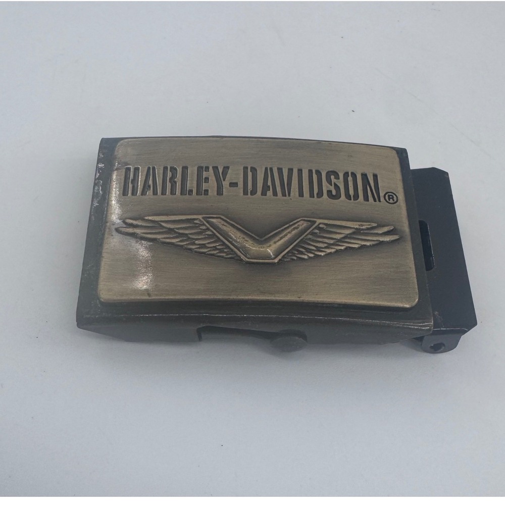 Harley-Davidson Belt Buckle Winged Logo Flip Top Clamp Classic Rectangle